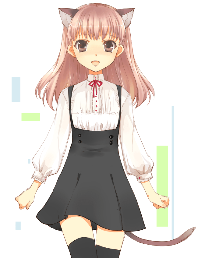 brown_eyes, brown_hair, cat_ears, original, tail, tanuki_neiri, thigh-highs, thighhighs