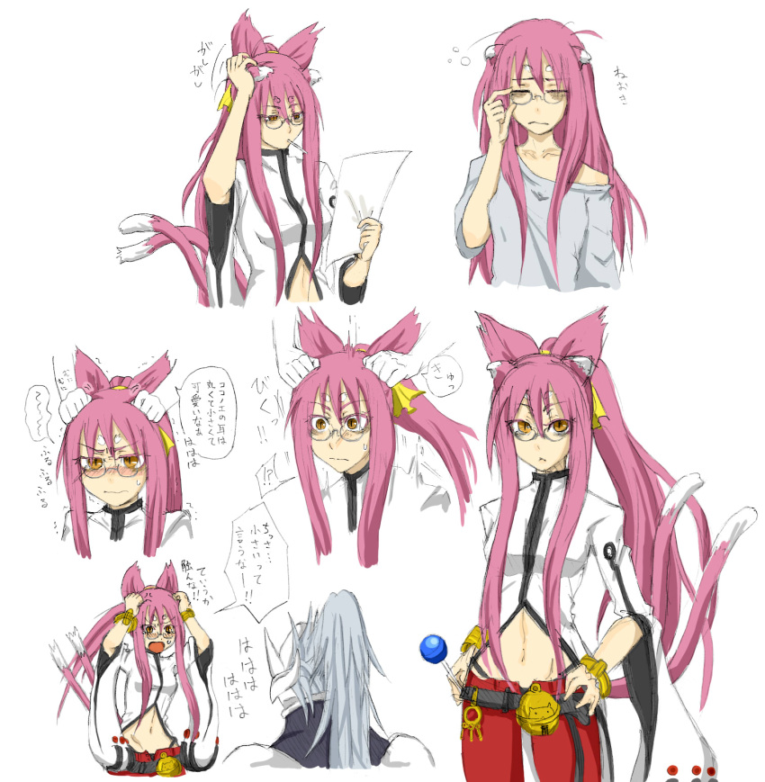 angry, animal_ears, blazblue, candy, cat_ears, cat_tail, glasses, hakumen