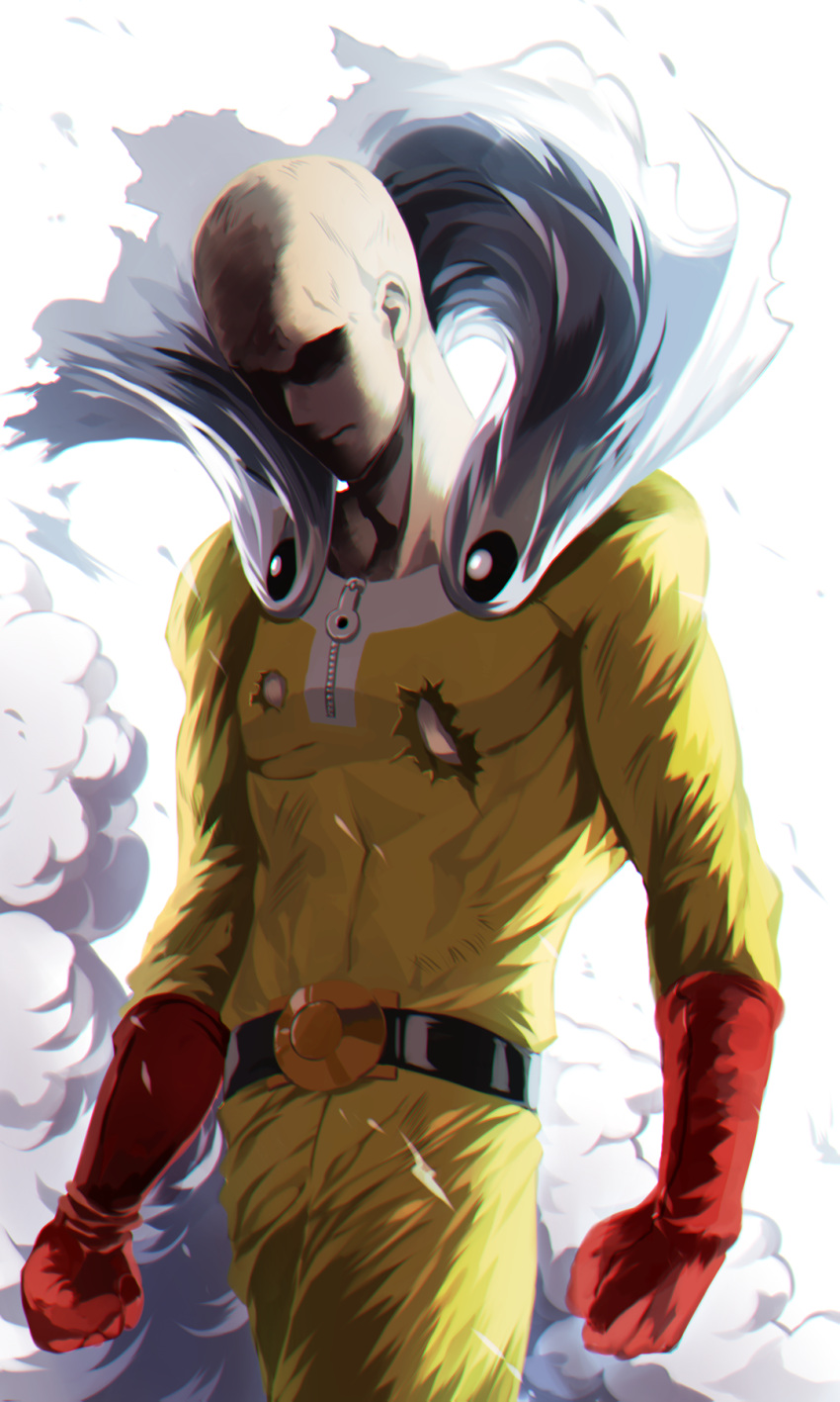 1boy, bald, belt, belt_buckle, cowboy_shot, gloves, highres, kkuwa