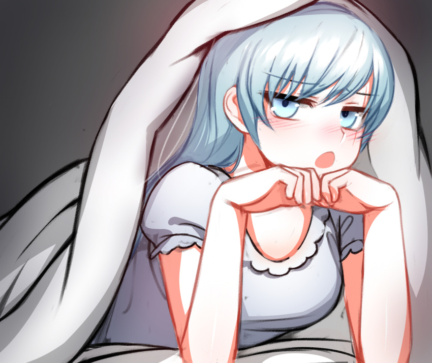 1girl, blue_eyes, blush, highres, long_hair, looking_at_viewer, ndgd_(bean1215), open_mouth
