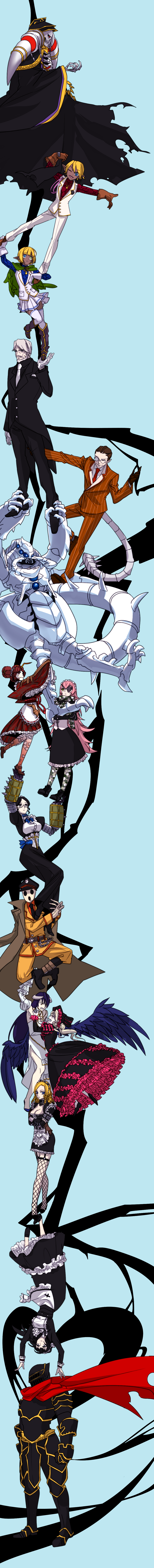 6+boys, 6+girls, absurdres, ainz_ooal_gown, aken, albedo, aura_bella_fiora, durarara!!