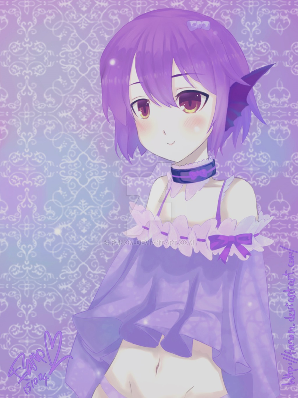 1girl, blush, deviantart, fanom, hairband, highres, jewelry, necklace