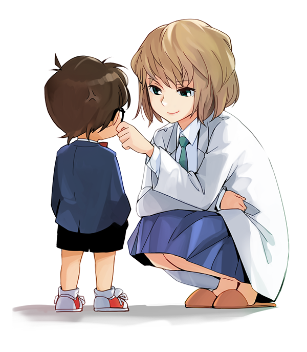 1boy, 1girl, ahoge, amado_(shin), anger_vein, aqua_necktie, back, bangs