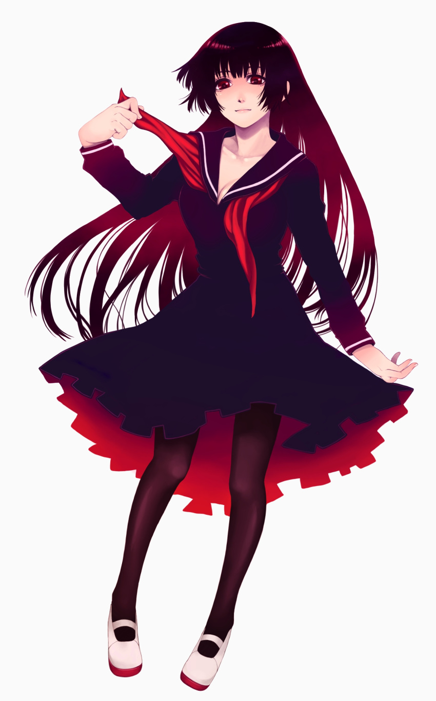 1girl, bangs, black_dress, black_hair, blackzizi, blunt_bangs, blush, breasts