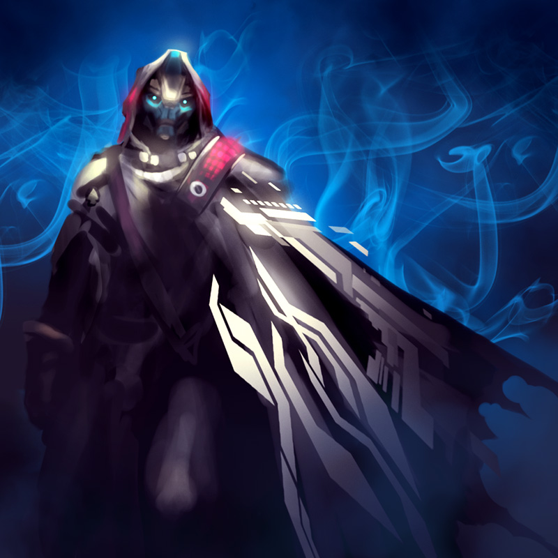 1boy, android, cayde-6, cloak, destiny_(game), hood, tagme, tanaka_ken'ichi