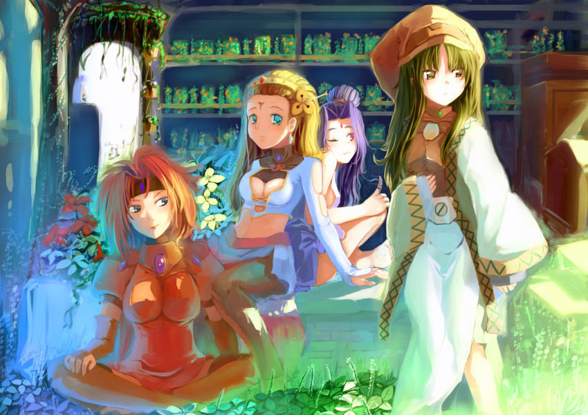 alielle, ameru.miro, aqua_eyes, blonde_hair, blue_eyes, blue_hair, breasts, brown_eyes