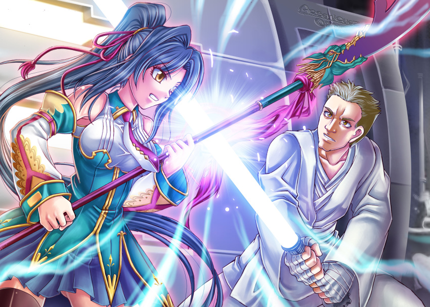 absurdres, arseniquez, energy_sword, halberd, highres, ikkitousen, kan'u_unchou, lightsaber