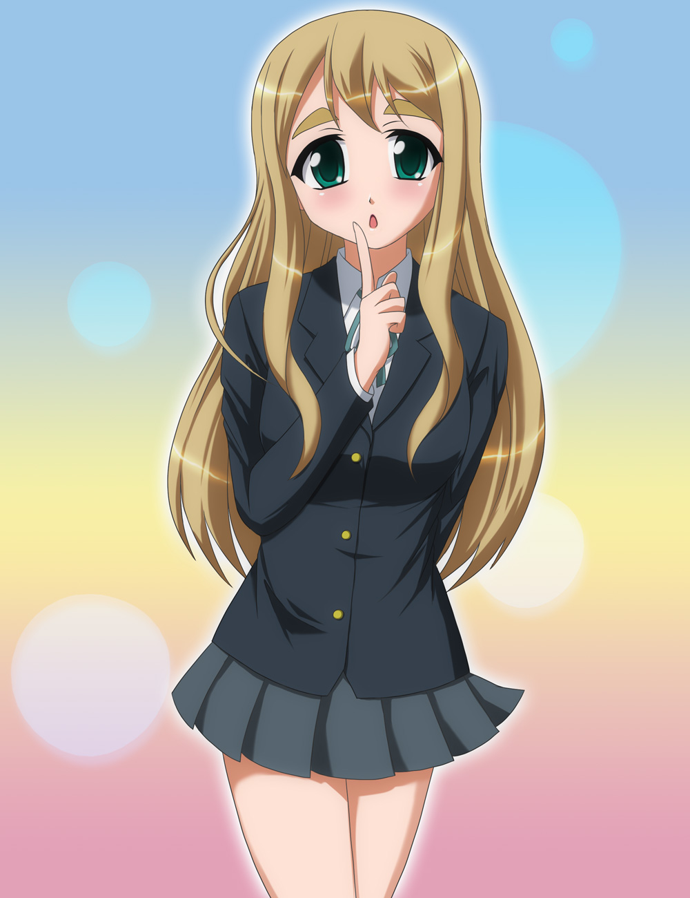 eyebrows, green_eyes, highres, k-on!, kotobuki_tsumugi, long_hair, satousu, school_uniform