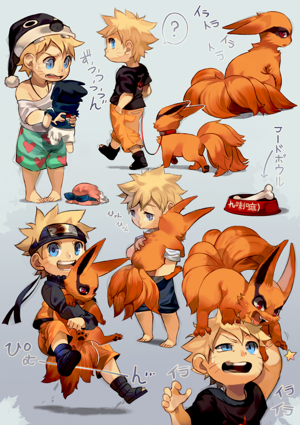 chibi, directional_arrow, kinomoto_sakura, kurama, naruto, translation_request, uchiha_sasuke, uzucake
