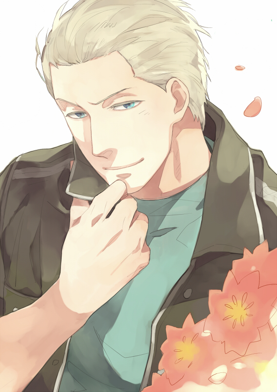 1boy, assassin's_creed:_revelations, assassin's_creed_(series), blonde_hair, blue_eyes, bouquet, clay_kaczmarek, commentary