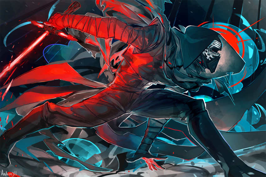 andern3ll, energy_sword, kylo_ren, lightsaber, mask, science_fiction, sith, solo