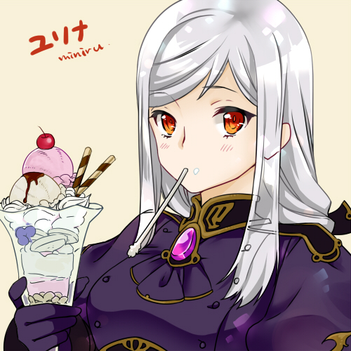 1girl, artist_name, blush, character_name, cherry, food, food_on_face, fruit