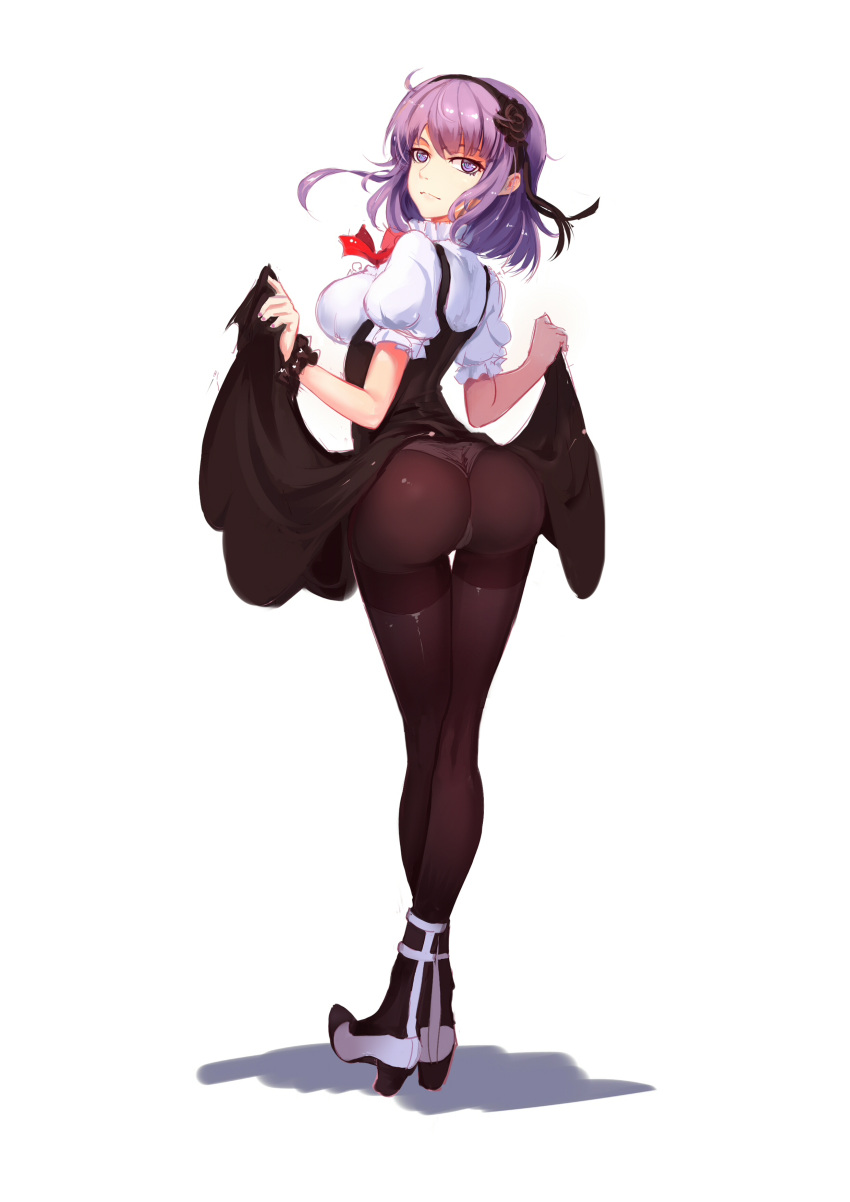 1girl, absurdres, ass, breasts, dagashi_kashi, flower, hair_flower, hair_ornament