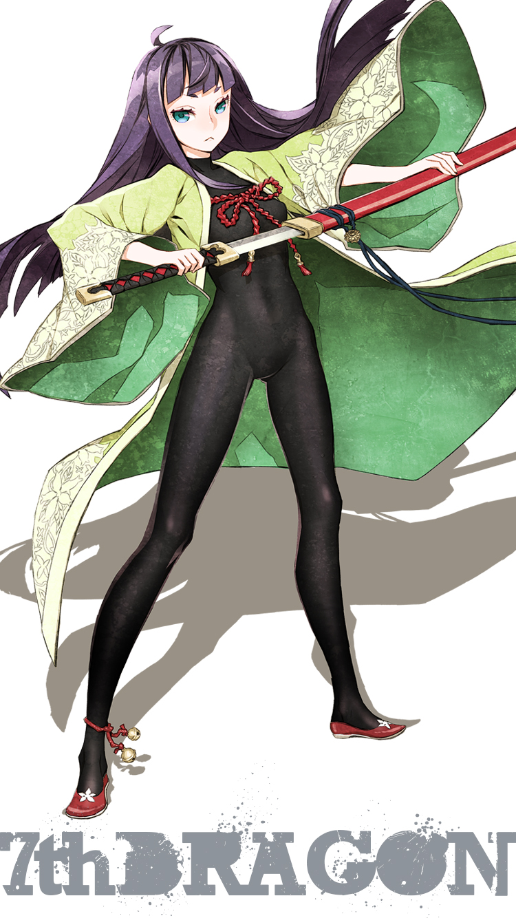 1girl, 7th_dragon_(series), 7th_dragon_2020, :<, aqua_eyes, bodysuit, highres, holding_sword