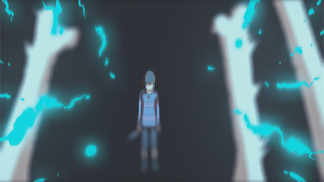 androgynous, animated, animated_gif, battle, bone, bossmonsterbani, brown_hair, chara_(undertale)