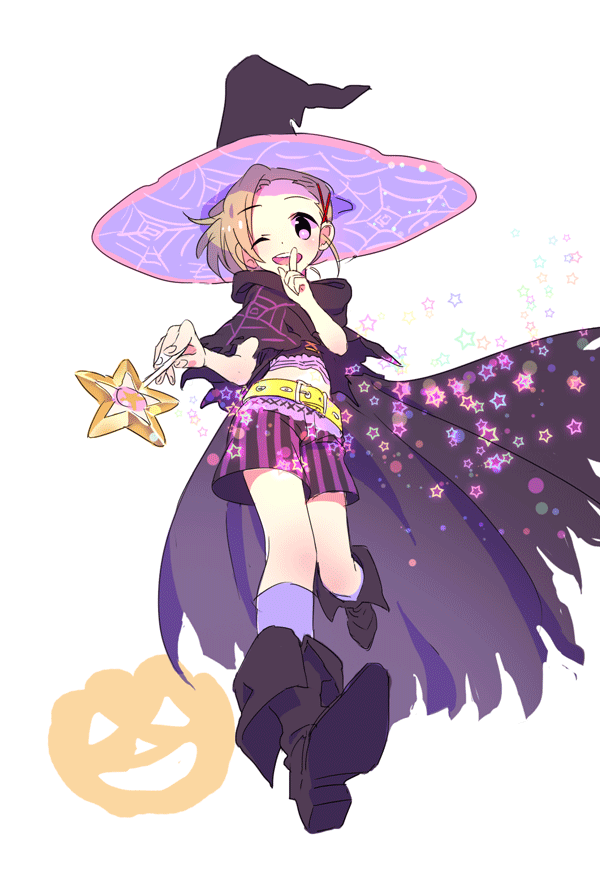 1boy, blush, boots, brown_hair, cape, child, hat, idolmaster