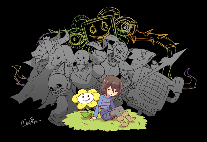 3girls, 4boys, alphys, alternate_form, androgynous, armor, asgore_dreemurr, boots