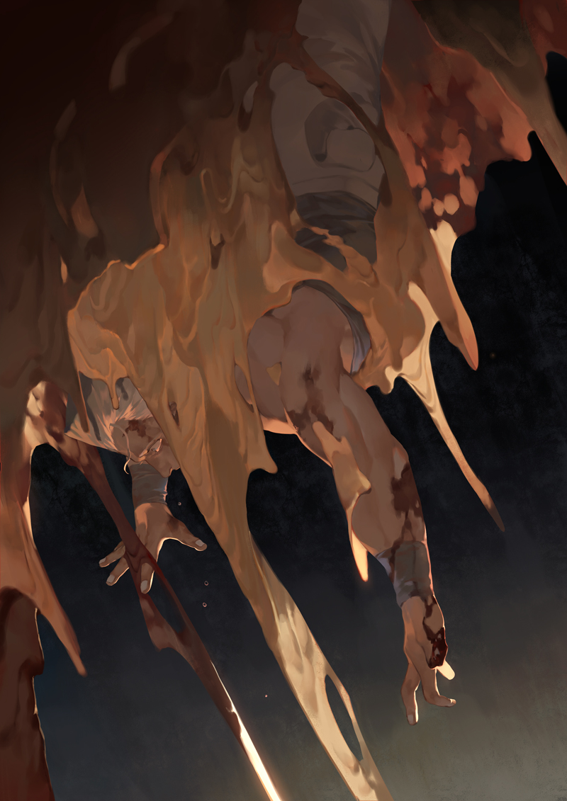 1boy, blood, blood_on_face, jean_pierre_polnareff, jojo_no_kimyou_na_bouken, male_focus, missing_finger, rei_(sanbonzakura)