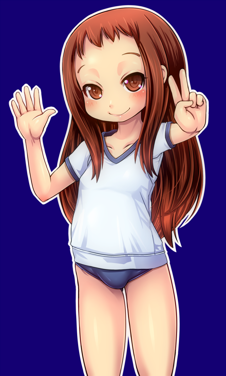 1girl, brown_eyes, brown_hair, buruma, child, gym_uniform, highres, long_hair
