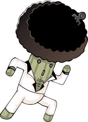 black_hair, cactuar, chest_hair, disco, final_fantasy, final_fantasy_vii, huge_afro, lowres