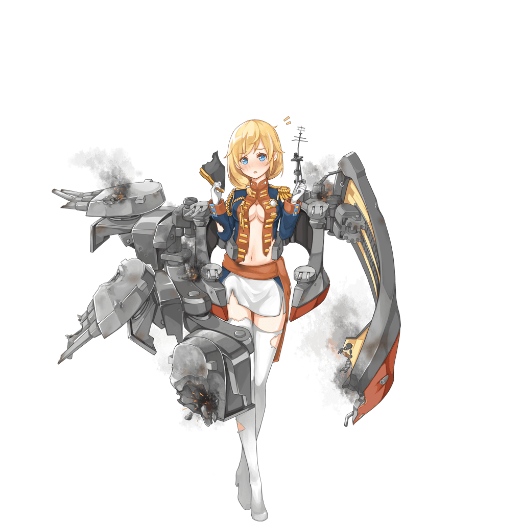 barrel, bent_barrel, blonde_hair, blue_eyes, blue_jacket, blush, boots, breasts
