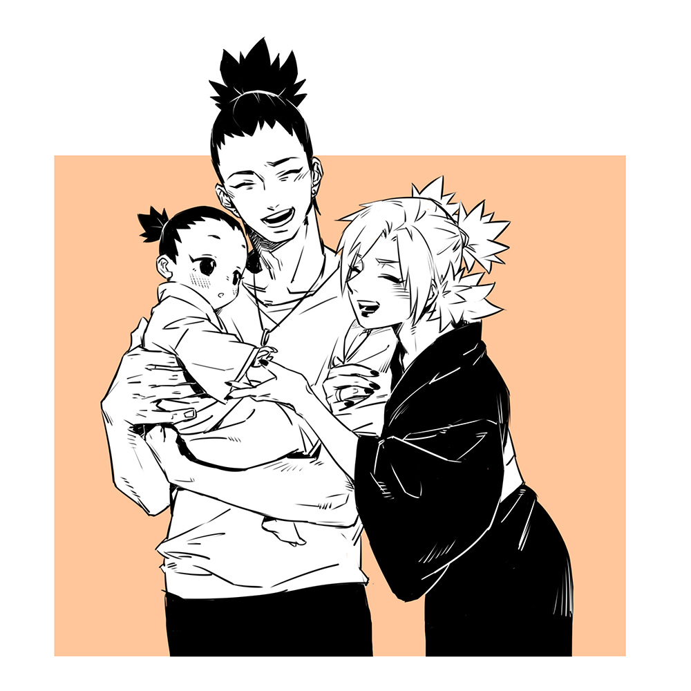 1girl, 2boys, black_hair, family, father_and_son, heise_wanbaolu, husband_and_wife, japanese_clothes