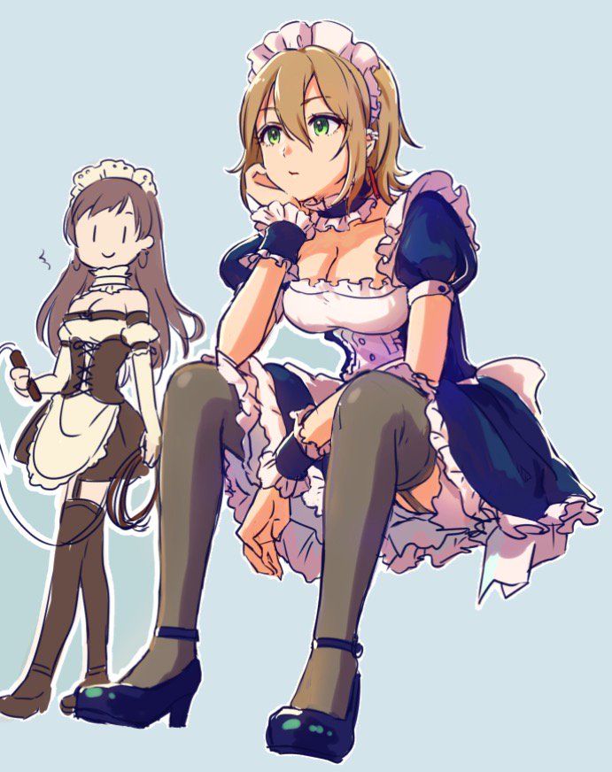 2girls, breasts, brown_eyes, brown_hair, green_eyes, idolmaster, idolmaster_cinderella_girls, kimura_natsuki