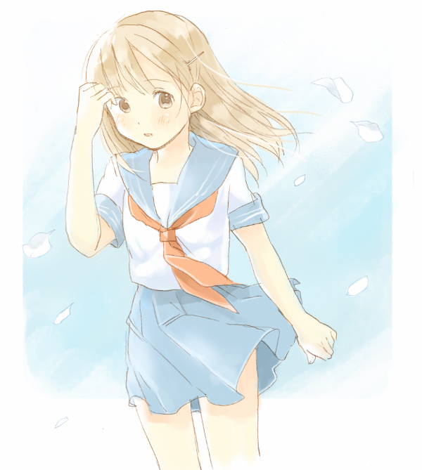 blush, brown_eyes, brown_hair, crossdressing, crossdressinging, hair_ornament, hairclip, hourou_musuko