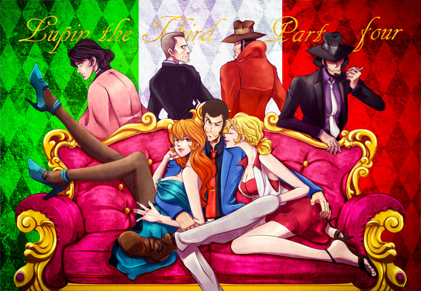 arsene_lupin_iii, highres, ishikawa_goemon_xiii, jigen_daisuke, lupin_iii, mine_fujiko, nix_(lupin_iii), rebecca_rossellini
