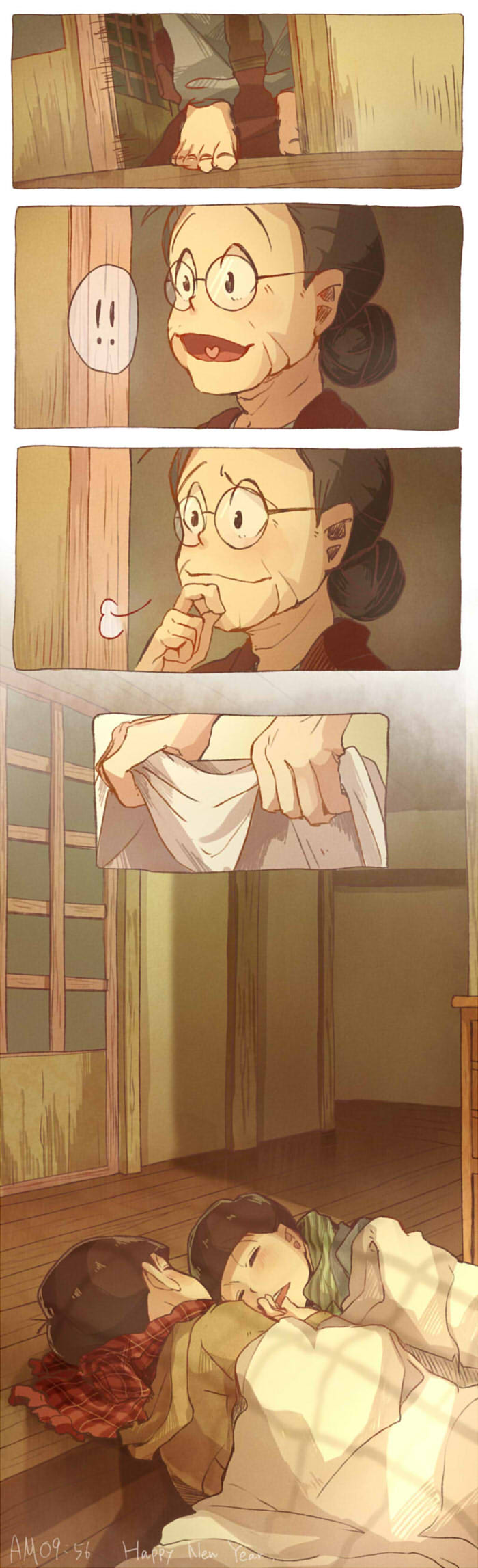 !, 1girl, 2boys, barefoot, blanket, brothers, cheeeeezi, coat