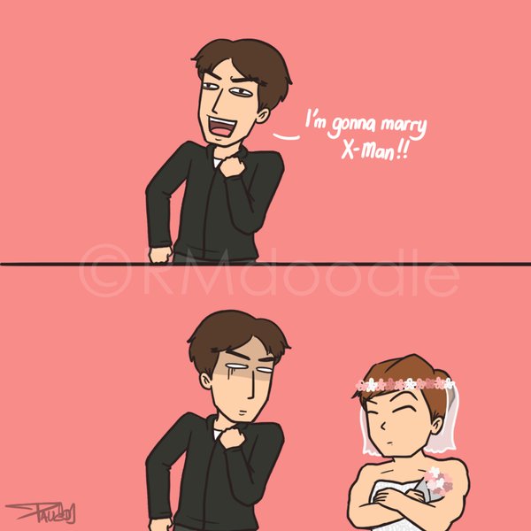 2boys, bride, closed_eyes, crossdressinging, crossed_arms, kim_jong_kook, korean, lee_kwang_soo, multiple_boys, muscle, real_life, rmdoodle, running_man