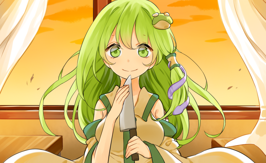 1boy, detached_sleeves, frog_hair_ornament, green_eyes, green_hair, hair_ornament, hair_tubes, japanese_clothes