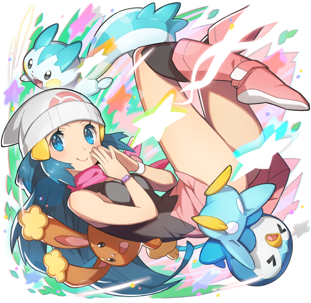 >o<, 1girl, beanie, black_legwear, blue_eyes, blue_hair, blush, boots