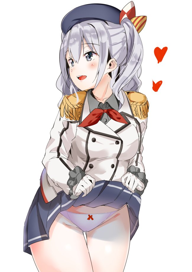 1girl, beret, breasts, epaulettes, frilled_sleeves, frills, gloves, hat