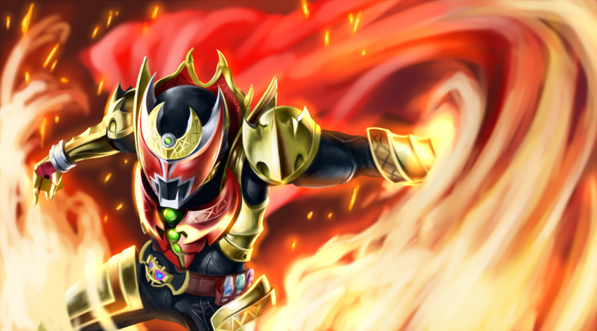 belt, cape, fire, k_tsukumo, kamen_rider, kamen_rider_kiva, kamen_rider_kiva_(series)