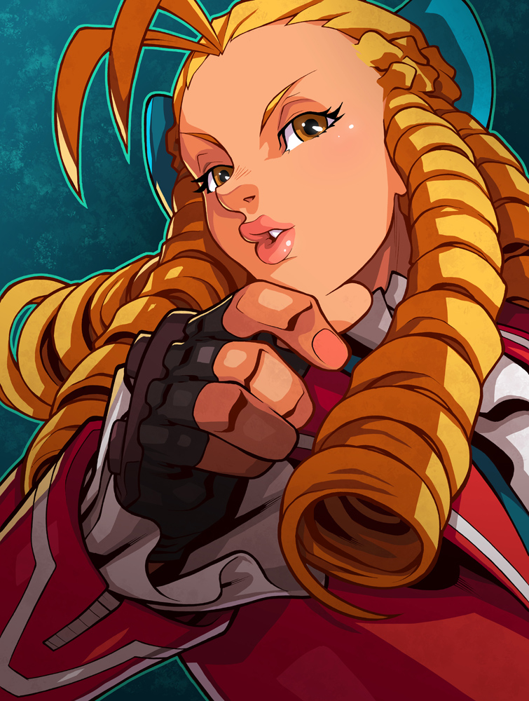 antenna_hair, blonde_hair, brown_eyes, edwin_huang, fingerless_gloves, gloves, kanzuki_karin, lips