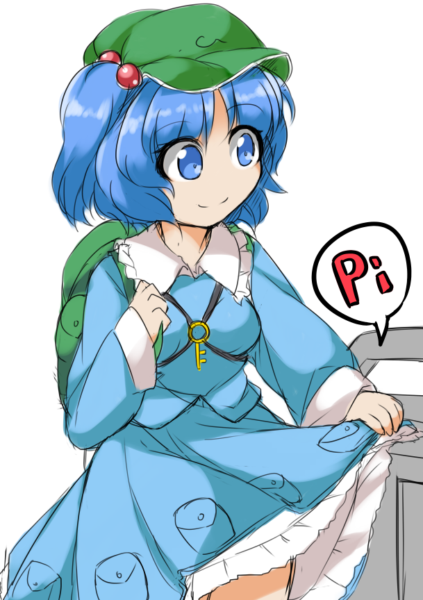 1girl, backpack, bag, bangs, blouse, blue_blouse, blue_eyes, blue_hair