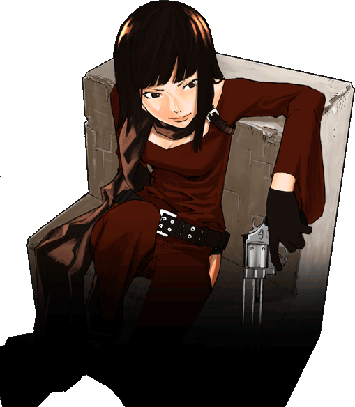 belt, brown_eyes, brown_hair, gun, karasuma_kyouko, karasuma_kyouko_no_jikenbo, kozaki_yusuke, kozaki_yuusuke
