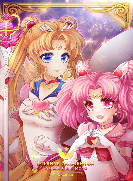 2girls, bishoujo_senshi_sailor_moon, blonde_hair, blue_eyes, bow, brooch, chibi_usa, choker
