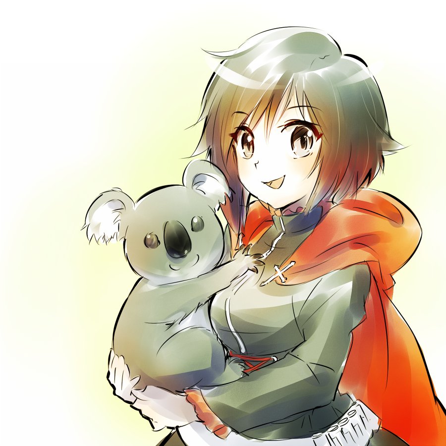 1girl, brown_hair, bullet, cloak, gradient_hair, grey_eyes, hood, hooded_cloak