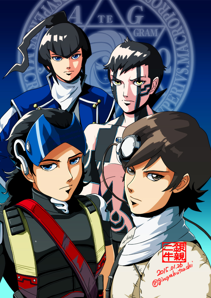 4boys, aleph, artist_request, flynn_(smt4), hitoshura, kazuya_(shin_megami_tensei), multiple_boys, shin_megami_tensei, shin_megami_tensei_ii, shin_megami_tensei_iii:_nocturne, shin_megami_tensei_iv, tagme