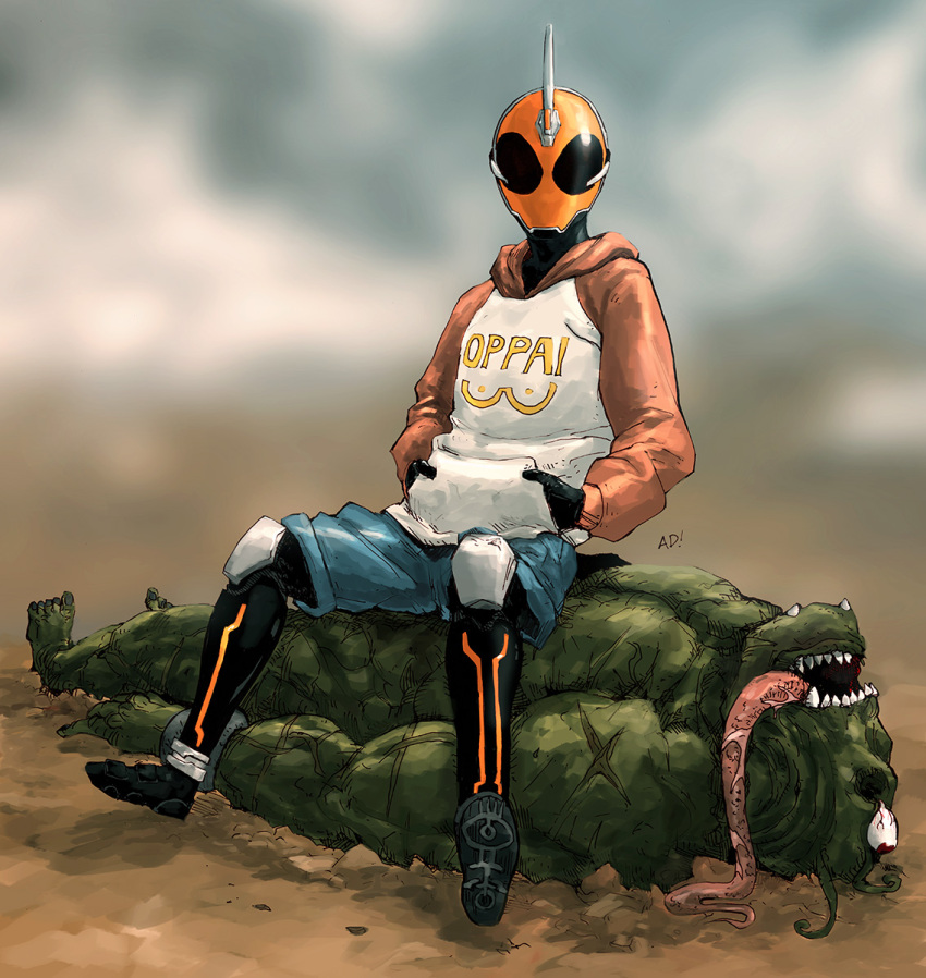 1boy, ad!_(metalheadkomik), crossover, death, highres, hood, hoodie, kamen_rider
