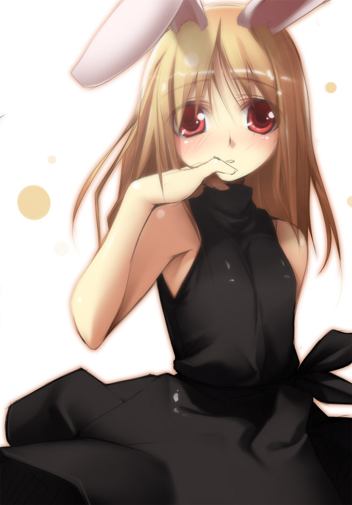 blonde_hair, blush, bunny_ears, dress, jirou, jirou_(chekoro), long_hair, original