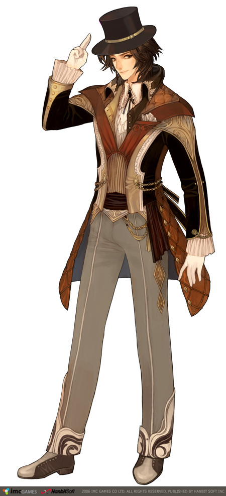 brown_hair, costume, formal, gloves, granado_espada, hat, maggi, male