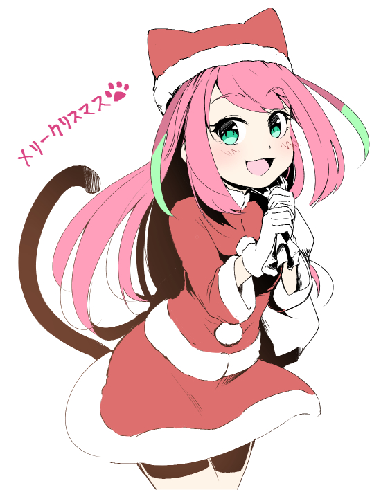 1girl, :3, aqua_eyes, cat_tail, cowboy_shot, hashimoto_nyaa, hat, itoda_(110da)