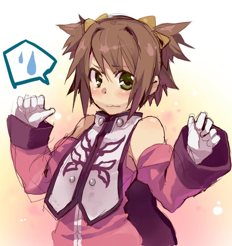 anise_tatlin, anise_tatlin_(cosplay), bad_id, brown_hair, cosplay, gloves, green_eyes, hakodume