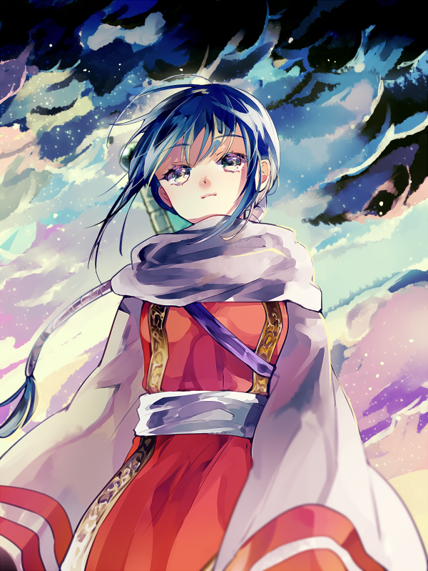 1girl, asako_(itiba), chinese_clothes, kingdom, kyoukai_(kingdom), long_hair, ponytail, scarf
