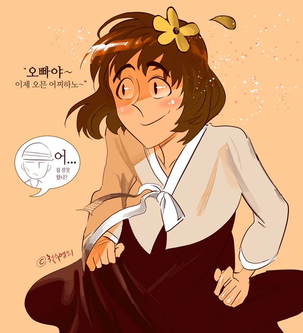 2boys, blush, crossdressinging, flower, hair_flower, hair_ornament, hanbok, hwang_kwang_hee, infinite_challenge, korean, korean_clothes, muhan_dojeon, multiple_boys, nayadaeun, real_life