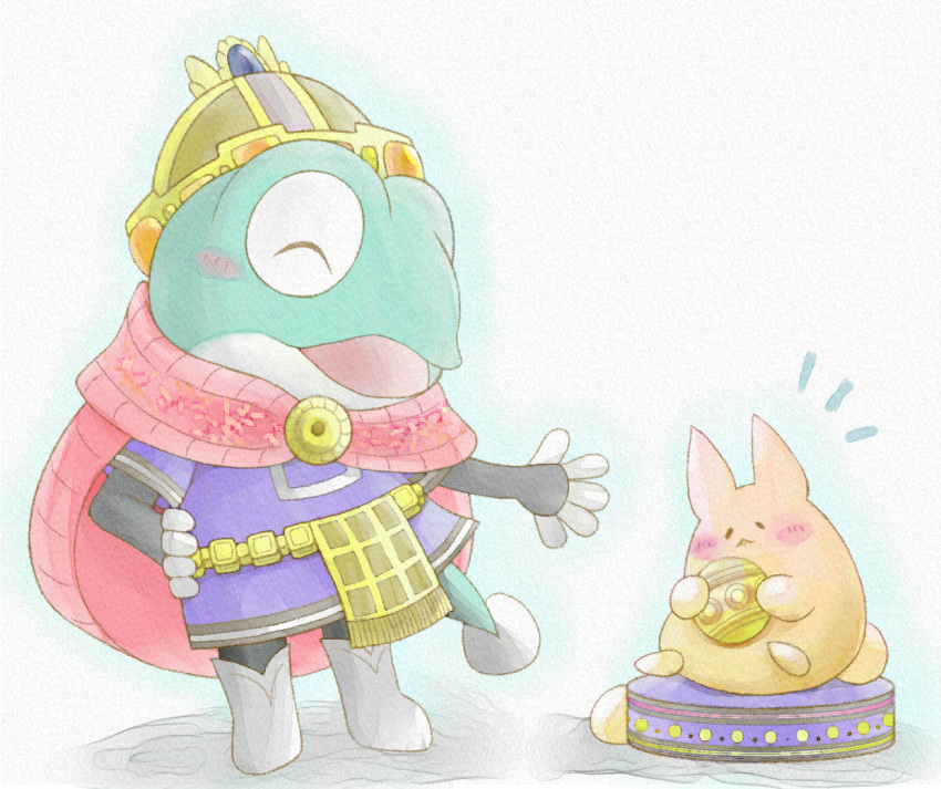1boy, aoneko_(aonekoyumi), blush, boots, cape, chibi, closed_eyes, crown