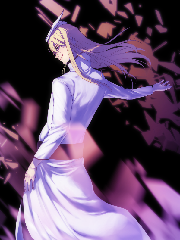 1boy, arrancar, back, black_background, bleach, blonde_hair, long_hair, solo